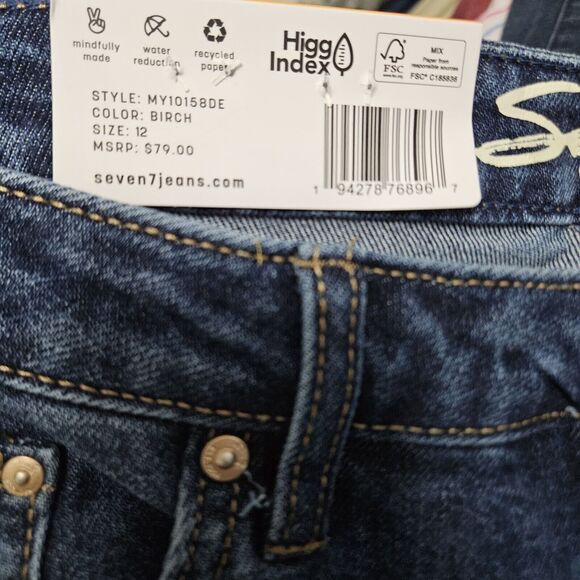NWT Seven7 Jeans Women's Size 12 (34x29) Blue Slim Straight High-Rise Med Wash - Picture 2 of 7